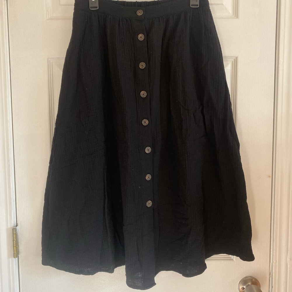 Elegant Black Button-Down Skirt